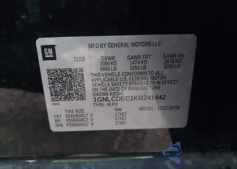 2019 Chevrolet Tahoe Commercial Fleet из США, поврежденный, VIN 1GNLCDEC1KR241442